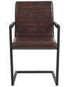 Conjunto de 2 sillas de comedor de piel sintética marrón/negro BUFORD_790089