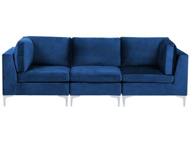 3 Seater Modular Velvet Sofa Blue EVJA