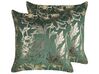 Set of 2 Velvet Cushions Floral Print 45 x 45 cm Green DAFFODIL_829985