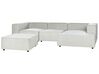 Left Hand 3 Seater Modular Linen Corner Sofa with Ottoman Grey APRICA_874813