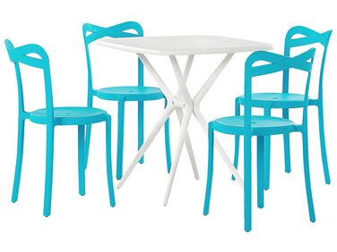 Zahradní souprava stolu a 4 židlí bílá / modrá SERSALE / CAMOGLI