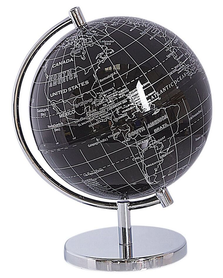 Globus schwarz / silber Metallfuß glänzend 20 cm COOK_784274
