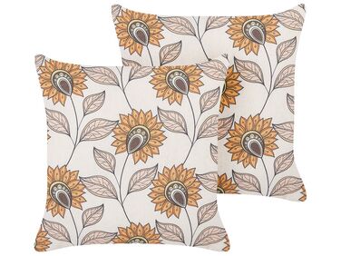 Set of 2 Cushions Floral Pattern 45 x 45 cm Multicolour TUBEROSE