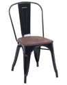 Cadeira de metal preta com assento em madeira APOLLO_687466