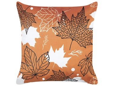 Velvet Cushion Leaf Pattern 45 x 45 cm Orange POINSETTIA