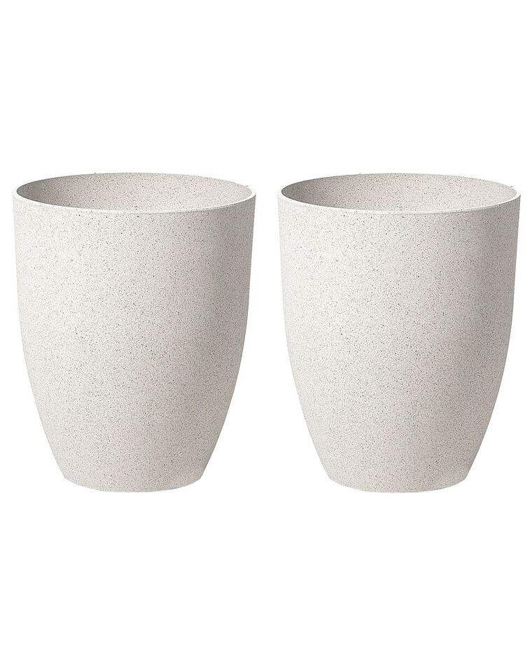 Conjunto de 2 vasos em pedra branca creme 35 x 35 x 42 cm CROTON_841617