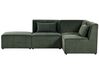 Left Hand 3 Seater Modular Jumbo Cord Corner Sofa with Ottoman Dark Green LEMVIG_875737