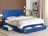 Sametová postel s úložným prostorem 180 x 200 cm modrá LIEVIN_858005