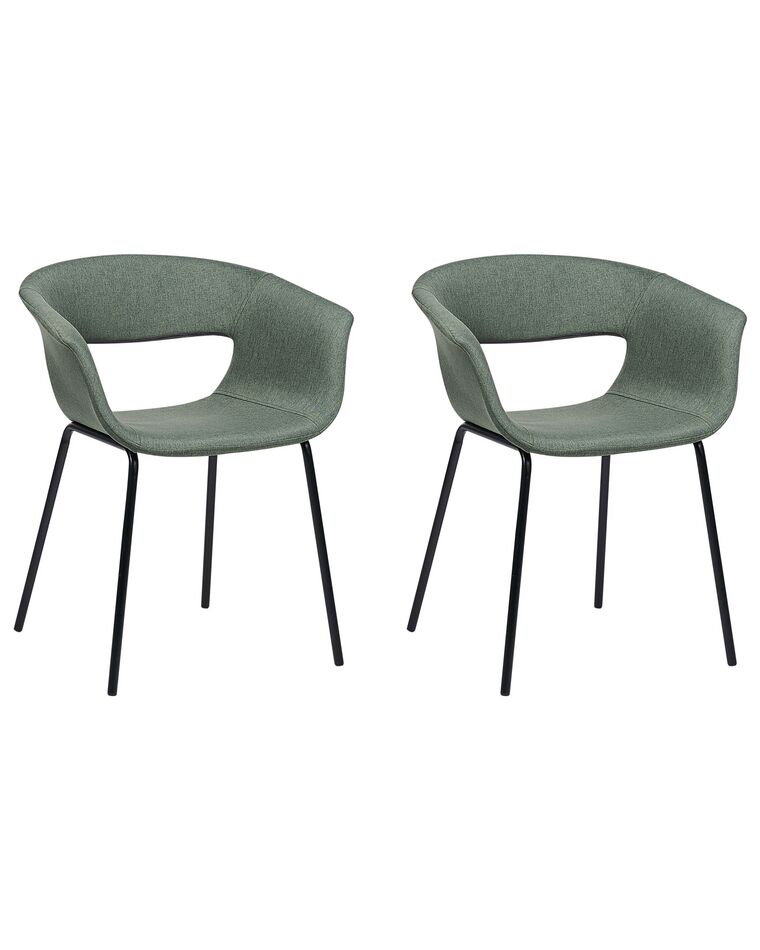 Lot de 2 chaises de salle à manger en tissu vert ELMA_884597