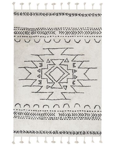 Teppich Baumwolle weiß / schwarz 160 x 230 cm Kurzflor KHOURIBGA