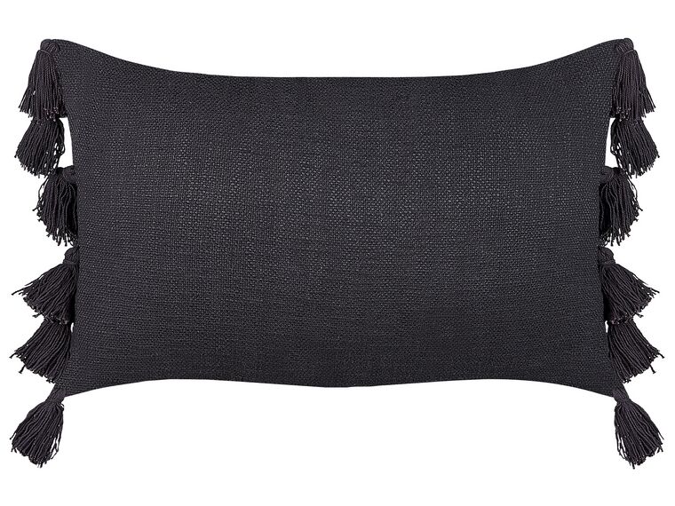 Cotton Cushion With Tassels 35 x 55 cm Grey LYTHRUM_838953