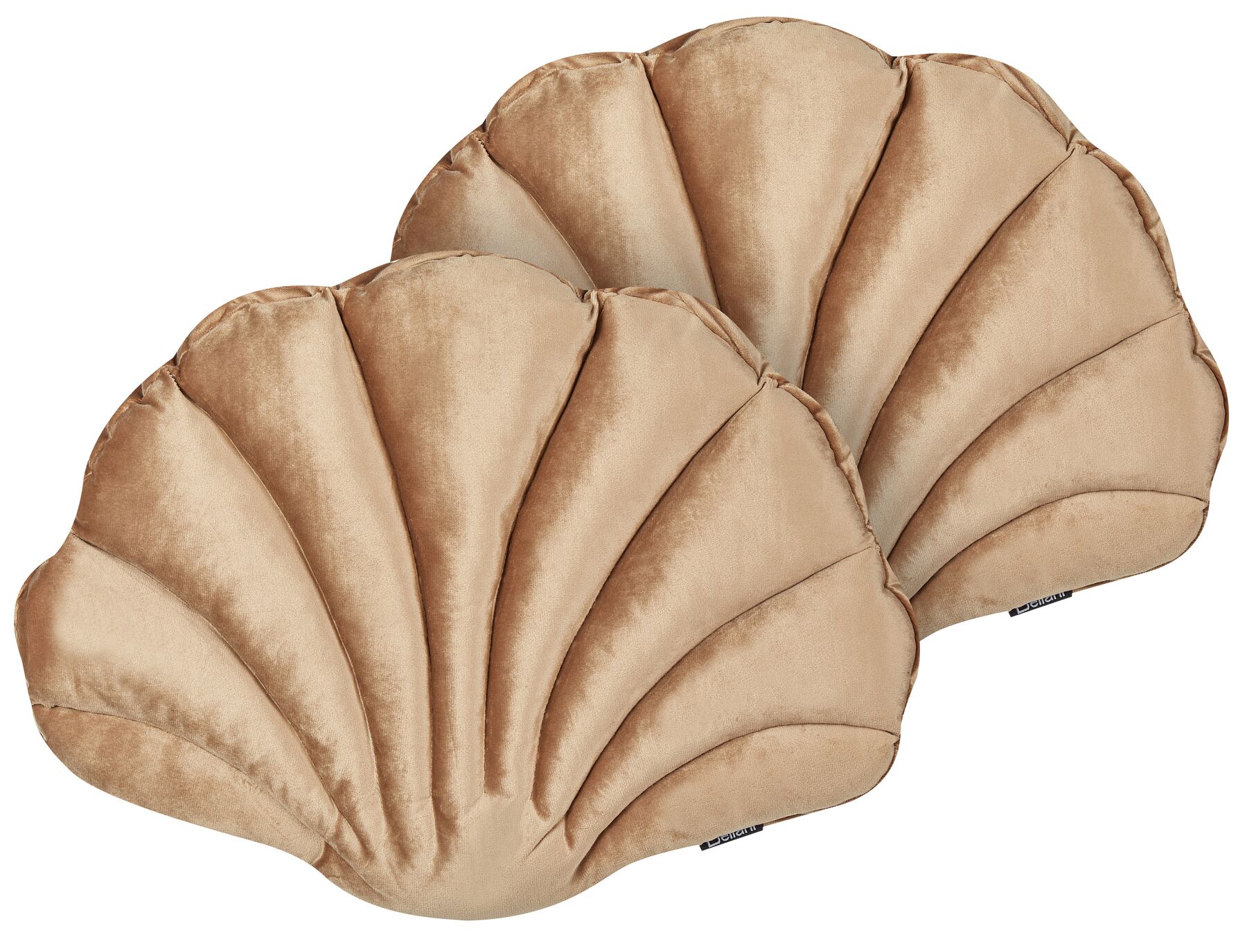 Dekokissen Muschelform Samtstoff sandbeige 47 x 35 cm 2er Set CONSOLIDA_890977