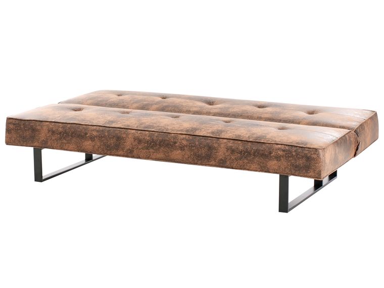 Faux Leather Sofa Bed Brown DERBY Small Beliani.co.uk