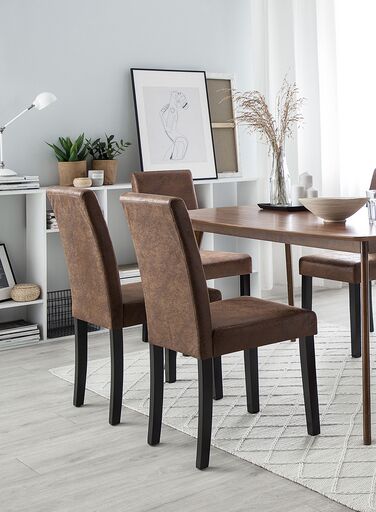 Set of 2 Faux Leather Dining Chairs Brown BROADWAY 