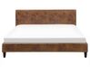 Faux Leather EU King Size Bed Brown FITOU_709861