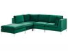 Right Hand 4 Seater Modular Velvet Corner Sofa with Ottoman Green EVJA_789604