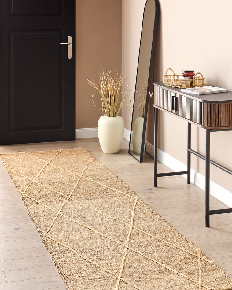 Jute Runner Rug 80 x 300 cm Beige YUVACIK Beliani.nl