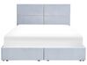 Velvet EU Super King Size Ottoman Bed with Drawers Light Grey VERNOYES_861511