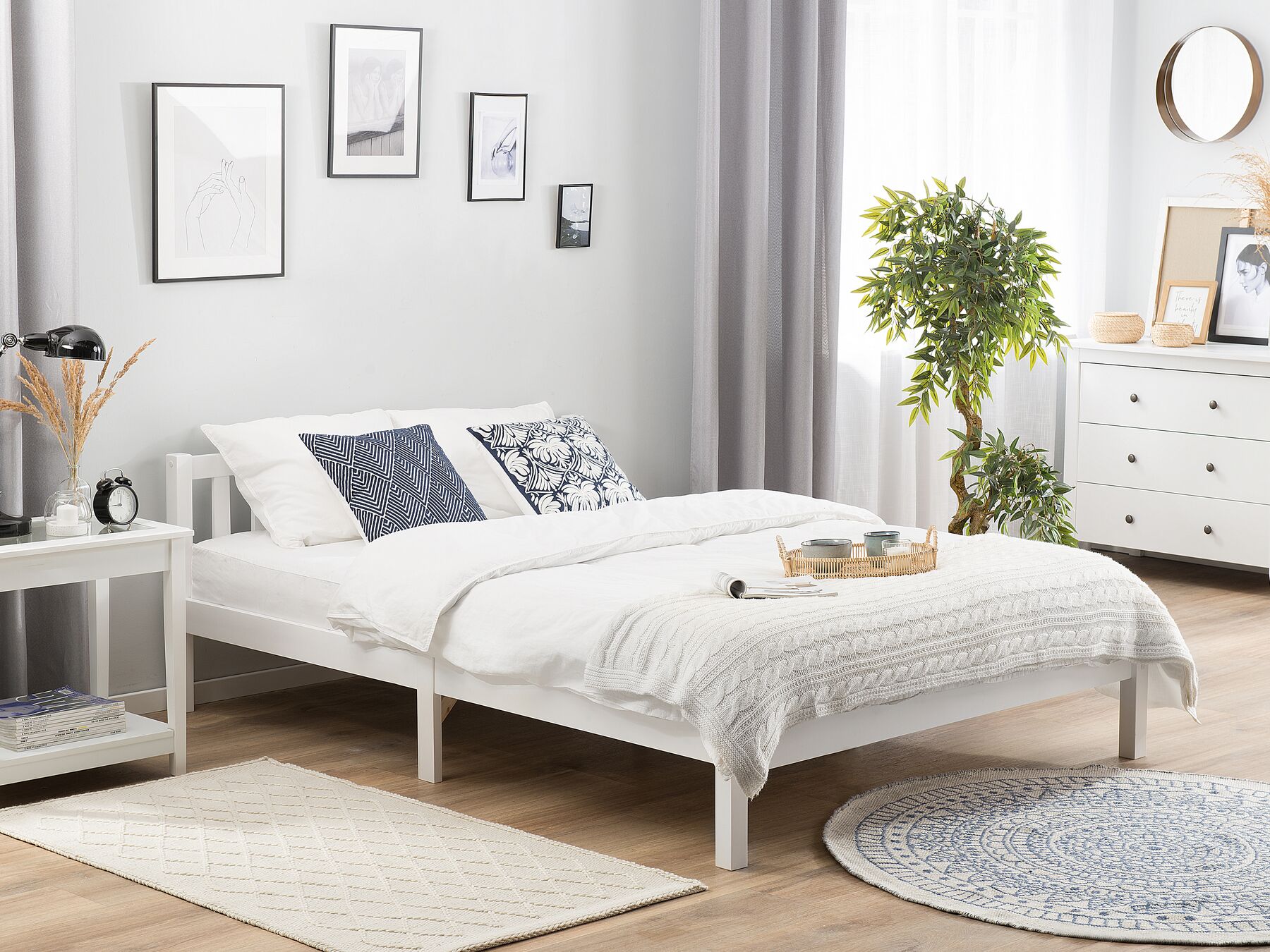 Cama de madera blanca 140x200 cmFLORAC | Beliani.es
