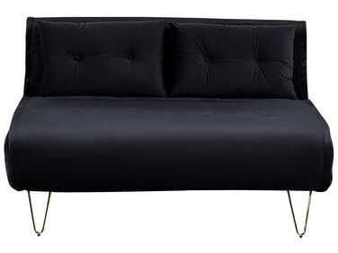 2 Seater Velvet Sofa Bed Black VESTFOLD