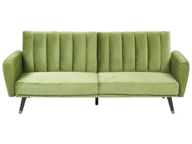 Sofa rozkładana welurowa oliwkowa VIMMERBY_849716