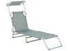 Steel Reclining Sun Lounger with Canopy Grey FOLIGNO_879101