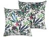Set of 2 Velvet Cushions Leaf Pattern 45 x 45 cm Green GASTERIA_834857