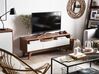 TV-Möbel dunkler Holzfarbton / weiß mit 3 Schubladen 140 x 39 x 53 cm SYRACUSE_437089