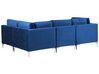 Canapé d'angle modulaire 4 places côté gauche en velours bleu marine EVJA_860000