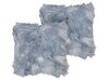 Set of 2 Faux Fur Cushions 42 x 42 cm Blue LUBHA_854244