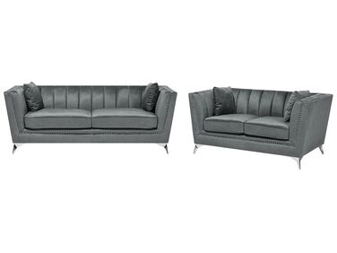 Conjunto de sofás com 5 lugares em veludo cinzento GAULA