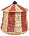Cesto forma de tenda de circo em fibra de jacinto de água vermelho e creme KIMBERLEY_893165