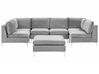 6 Seater U-Shaped Modular Velvet Sofa with Ottoman Grey EVJA_789333