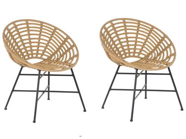 Set of 2 PE Rattan Accent Chairs Natural ACERRA