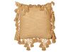 Set of 2 Cotton Cushions with Tassels 45 x 45 cm Sand Beige OLEARIA_914013