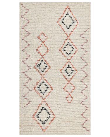 Teppich Baumwolle beige 80 x 150 cm geometrisches Muster GUWAHATI