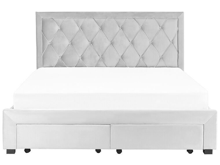 Velvet EU Super King Size Bed with Storage Light Grey LIEVIN Beliani