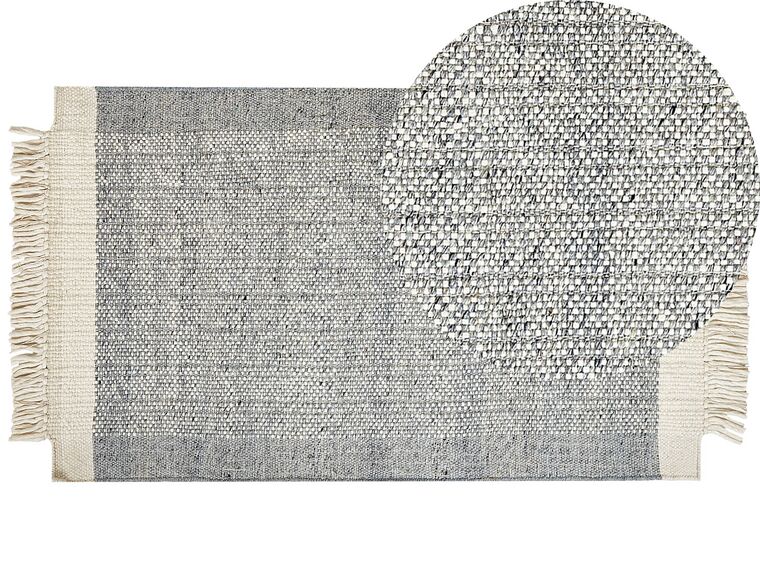 Teppich Wolle grau / cremeweiß 80 x 150 cm Kurzflor TATLISU_847049
