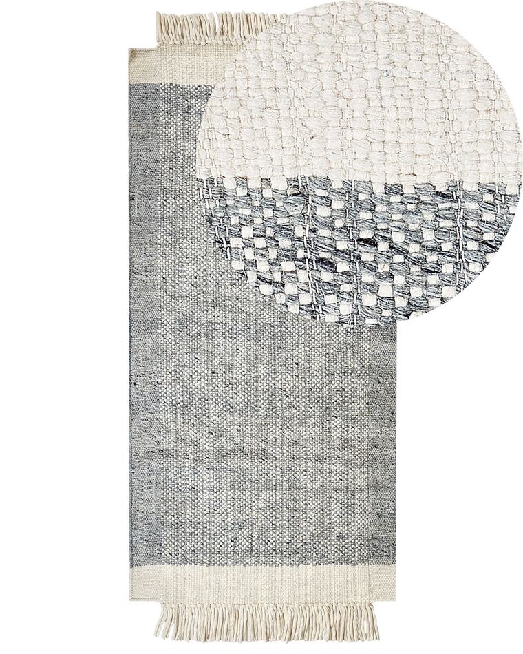 Tappeto lana grigio e bianco sporco 80 x 150 cm TATLISU_847049