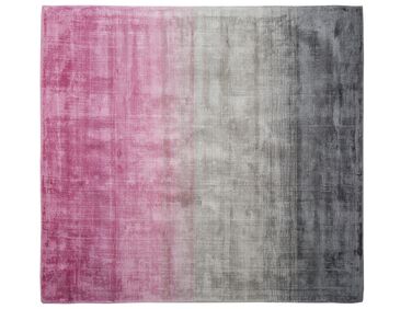 Viscose Rug 200 x 200 cm Grey and Pink ERCIS