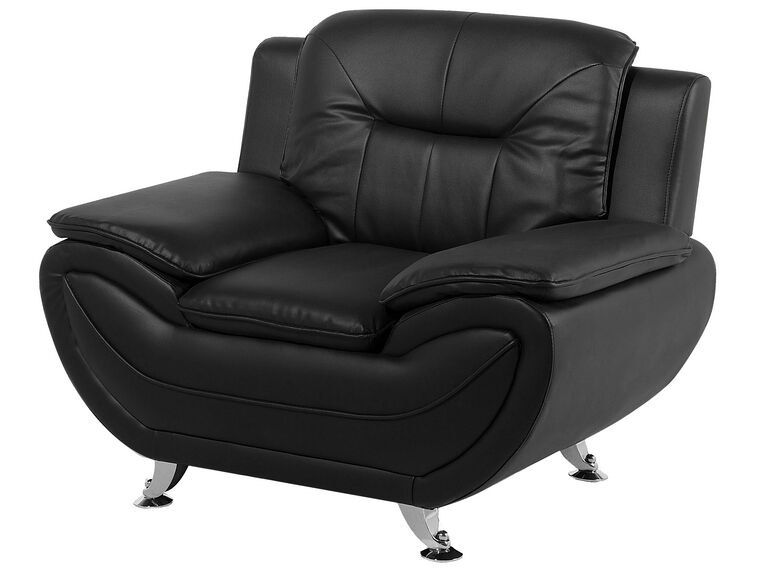 Faux Leather Living Room Set Black LEIRA Beliani.co.uk