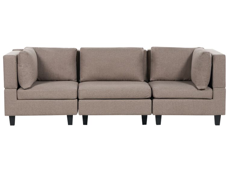 3-Seater Modular Fabric Sofa Brown UNSTAD_891259