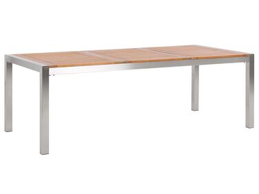 Záhradný stôl z eukalyptového dreva 220 x 100 cm svetlé drevo/strieborná GROSSETO