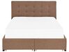 Fabric EU Double Size Bed with Storage Brown LA ROCHELLE_832996