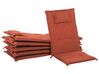 Set of 6 Acacia Wood Garden Folding Chairs with Red Cushions JAVA_804153