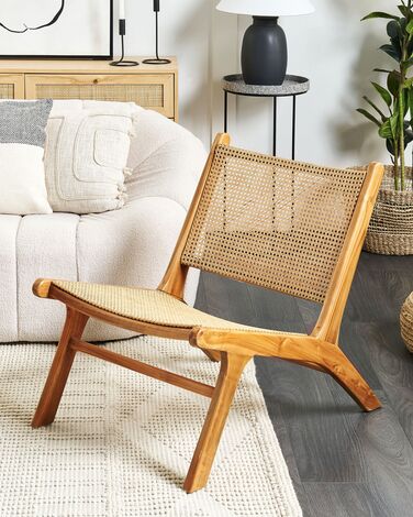 Wooden Chair with Rattan Braid Light Wood MIDDLETOWN