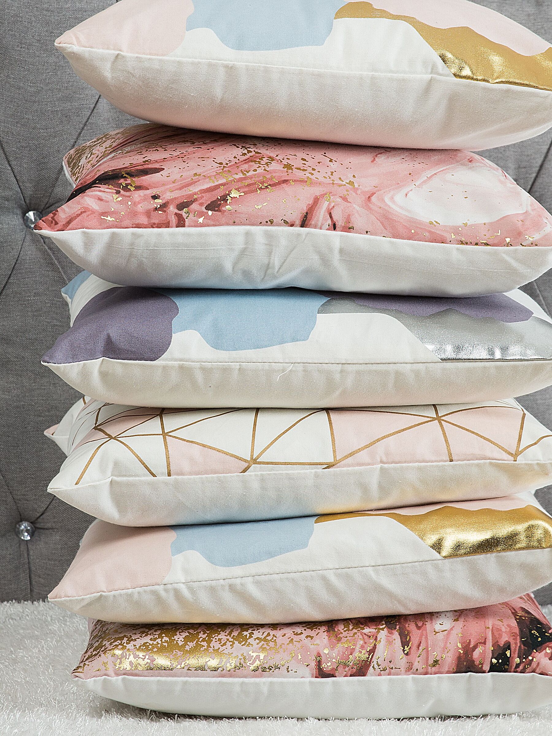 Set di 2 federe per cuscini decorativi in stile retrò, motivo rosa