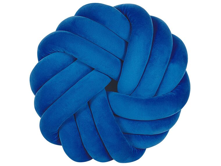Velvet Knot Cushion 30 x 30 cm Blue AKOLA_790166