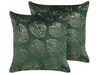 Set of 2 Velvet Cushions Leaf Pattern 45 x 45 cm Dark Green MONSTERA_837920