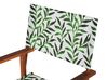 Set of 2 Acacia Folding Chairs and 2 Replacement Fabrics Dark Wood with Off-White / Leaf Pattern CINE_819143